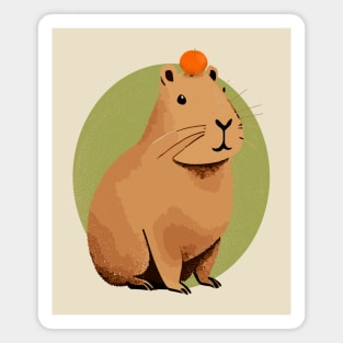 Capybara with Orange On head Magnet